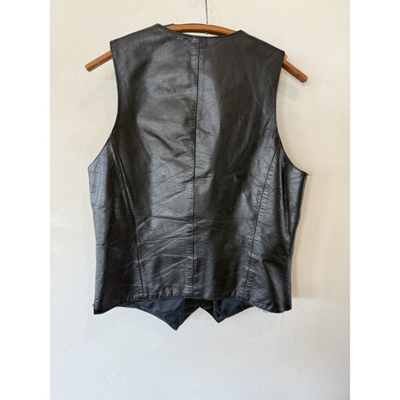 Vintage Bermans Brown Leather Vest Size 38 Mens Unisex Women’s Western Cowboy - Picture 4 of 4